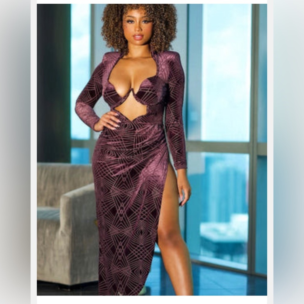 Purple High-Split Dress